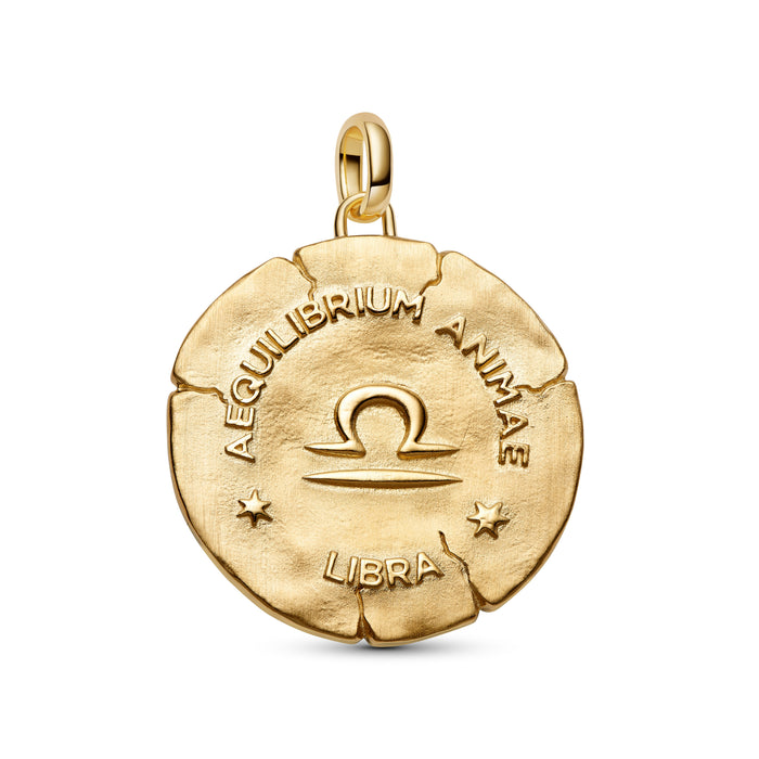 Pandora Libra Zodiac Oversized Medallion Charm 14k Gold Plating And Sterling Silver