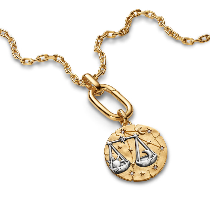 Pandora Libra Zodiac Oversized Medallion Charm 14k Gold Plating And Sterling Silver