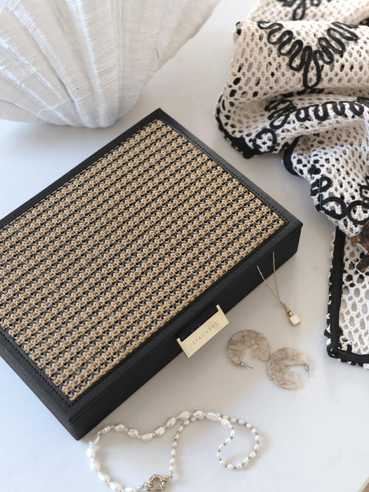 Stackers Black Raffia Classic Jewellery Box Lid