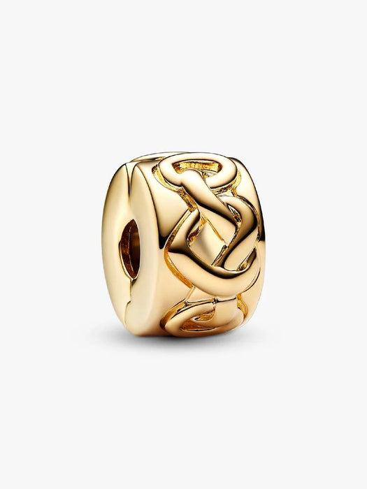 Pandora Knotted Hearts Clip Charm 14k Gold Plating