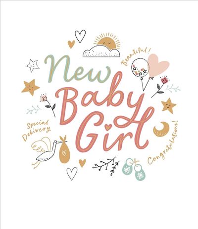 UKG 'New Baby Girl' New Baby Card