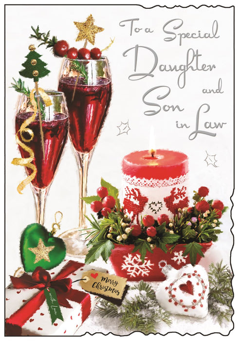 Jonny Javelin 'Daughter & Son-in-Law Glasses Candle' Christmas Card