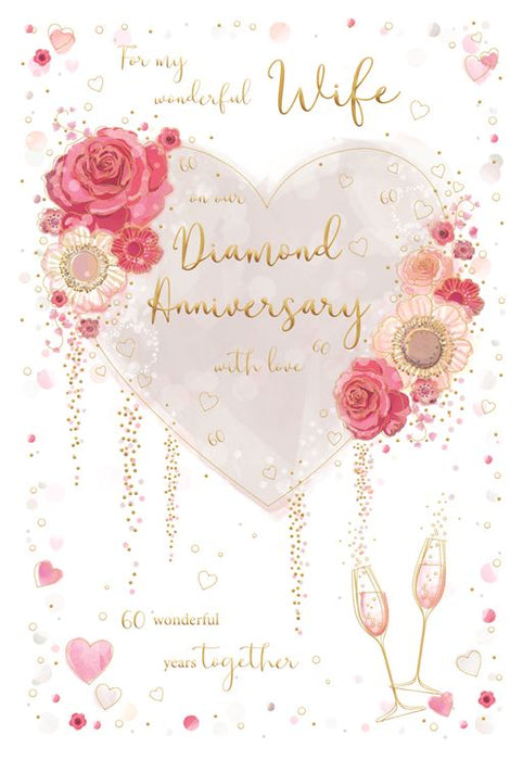ICG 'Wonderful Wife Diamond Anniversary 60th' Anniversary Card