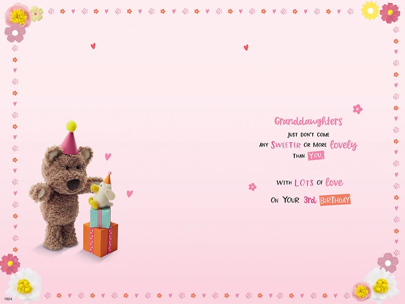 ICG 'Granddaughter 3 Today' Birthday Card