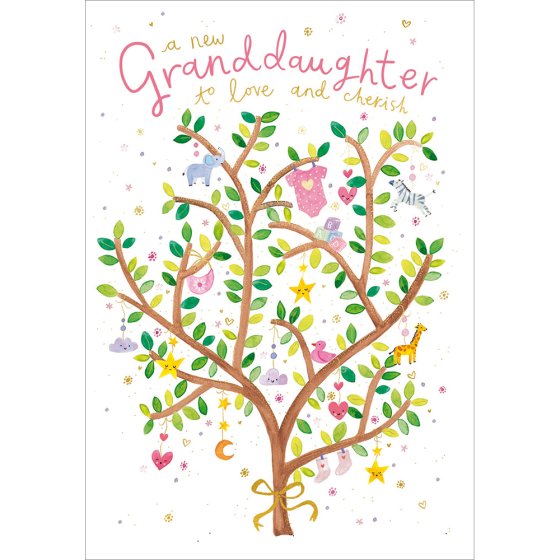 Woodmansterne 'New Granddaughter Animal Tree' New Baby Card