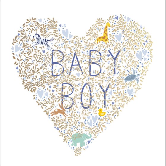 Woodmansterne 'Baby Boy Animal Heart' New Baby Card