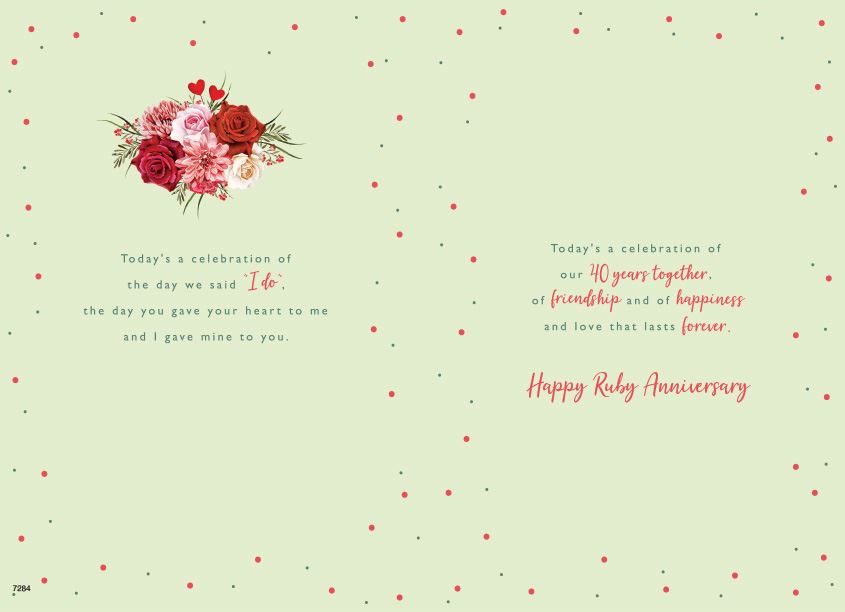 ICG 'Wonderful Wife Ruby Anniversary 40th' Anniversary Card