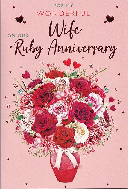 ICG 'Wonderful Wife Ruby Anniversary 40th' Anniversary Card