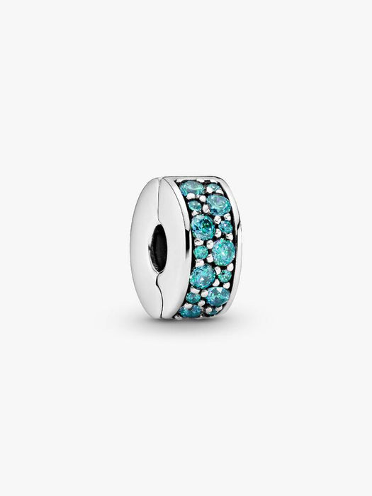 Pandora Teal Pavé Clip Charm Sterling Silver