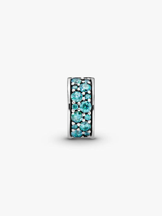 Pandora Teal Pavé Clip Charm Sterling Silver