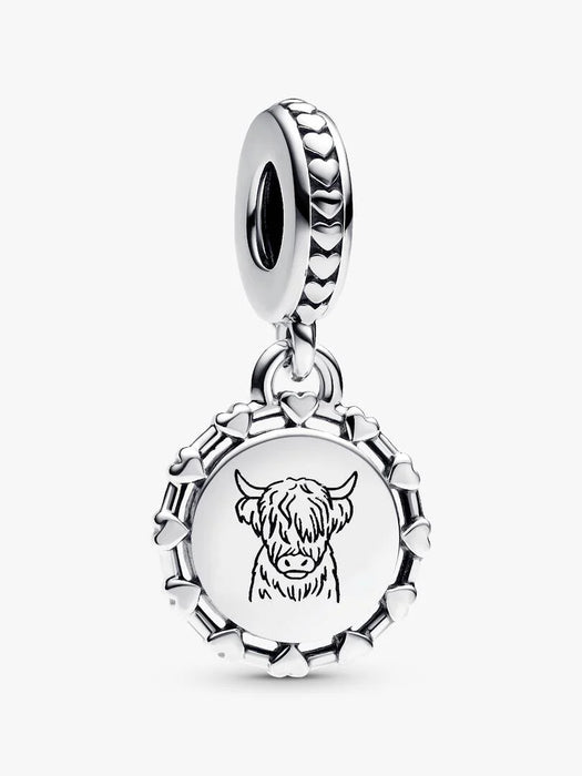 Pandora Engravable Scottish Cow Dangle Charm Sterling Silver