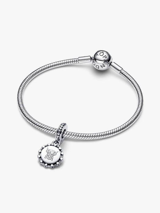 Pandora Engravable Scottish Cow Dangle Charm Sterling Silver