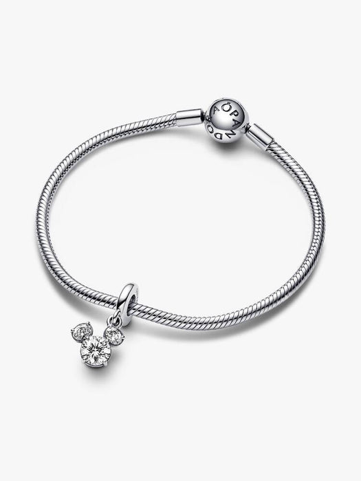 Pandora Disney Mickey Mouse Sparkling Head Silhouette Dangle Charm Sterling Silver