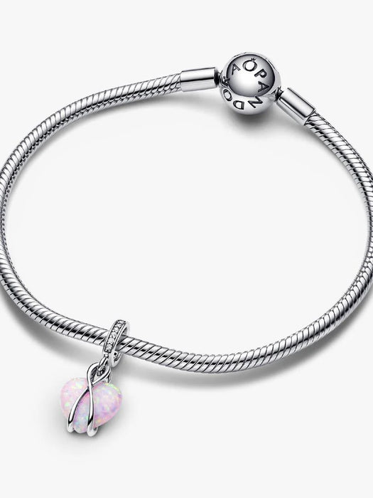 Pandora Mum Opalescent Heart Dangle Charm Sterling Silver