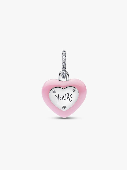 Pandora Pink Ceramic Heart Padlock Dangle Charm Sterling Silver
