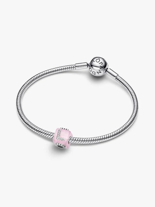 Pandora Pink Murano Glass Love Cube Charm Sterling Silver