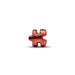 A glossy red puzzle piece charm or pendant centered on a plain white background with a soft shadow underneath.