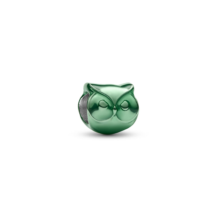 Pandora Green Owl Mini Charm Sterling Silver