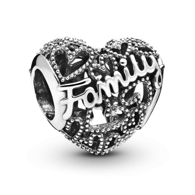 Pandora Family Heart Charm Sterling Silver