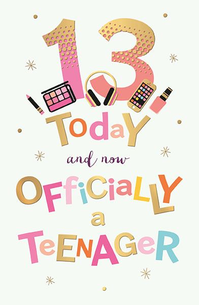 Words N Wishes '13 Today Officially A Teenager' Birthday Card