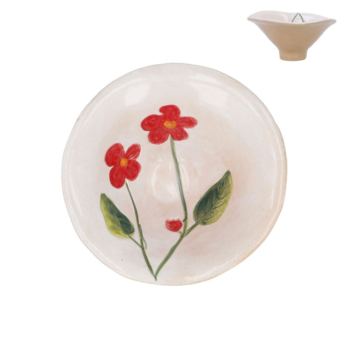 Gisela Graham Meadow Red Stoneware Snack Bowl