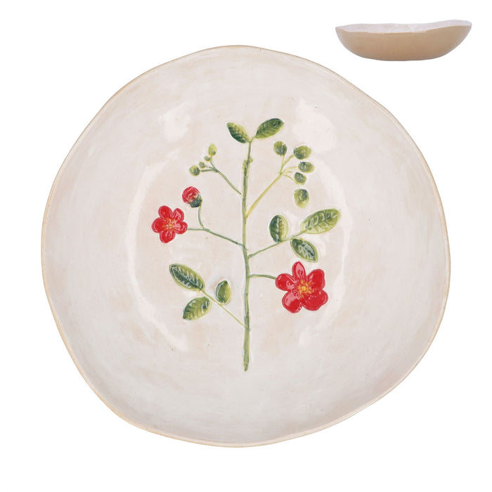 Gisela Graham Meadow Red Stoneware Pasta Bowl