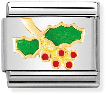 Nomination Classic Gold Christmas Holly Sprig Christmas Charm