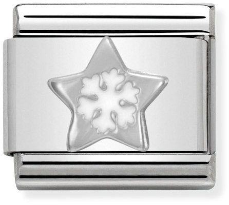 Nomination Classic Silver Star With Snowflake Christmas Charm
