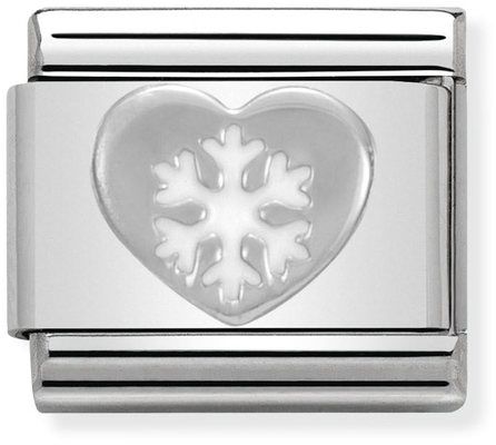 Nomination Classic Silver Heart With Snowflake Christmas Charm