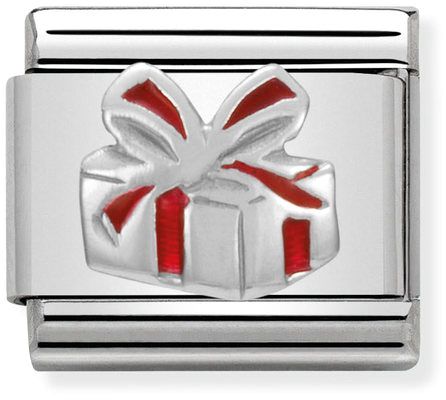 Nomination Classic Silver Red Gift Box Christmas Charm