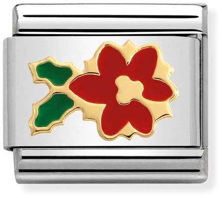 Nomination Classic Gold Poinsettia Flower Christmas Charm