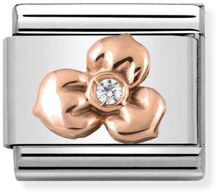Nomination Classic Rose Gold Cubic Zirconia Flower With Stone Charm