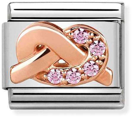 Nomination Classic Rose Gold Cubic Zirconia Symbols Pink Knot Charm