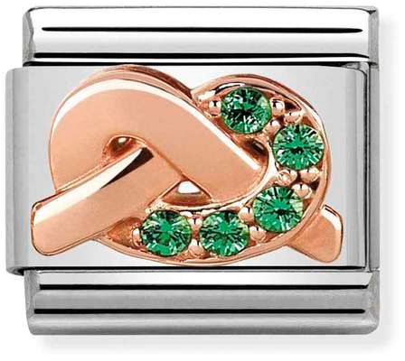 Nomination Classic Rose Gold Cubic Zirconia Symbols Green Knot Charm