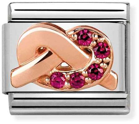 Nomination Classic Rose Gold Cubic Zirconia Symbols Red Knot Charm
