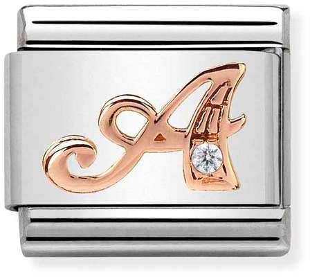 Nomination Classic Rose Gold Cubic Zirconia Letters A Charm