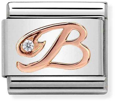 Nomination Classic Rose Gold Cubic Zirconia Letters B Charm