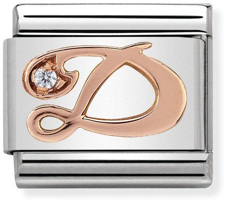 Nomination Classic Rose Gold Cubic Zirconia Letters D Charm