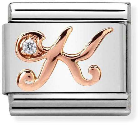 Nomination Classic Rose Gold Cubic Zirconia Letters K Charm