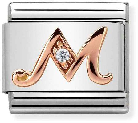 Nomination Classic Rose Gold Cubic Zirconia Letters M Charm
