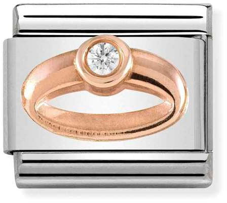 Nomination Classic Rose Gold Cubic Zirconia Symbols Ring Charm