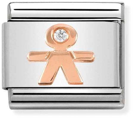 Nomination Classic Rose Gold Cubic Zirconia Symbols Little Boy Charm