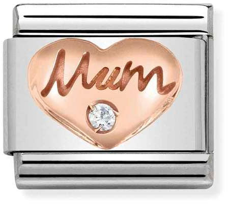 Nomination Classic Rose Gold Cubic Zirconia Symbols Mum Heart Charm