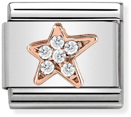 Nomination Classic Rose Gold Cubic Zirconia Symbols Asymmetric Star Charm