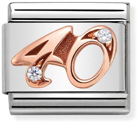 Nomination Classic Rose Gold Numbers White Stone Number 40 Charm