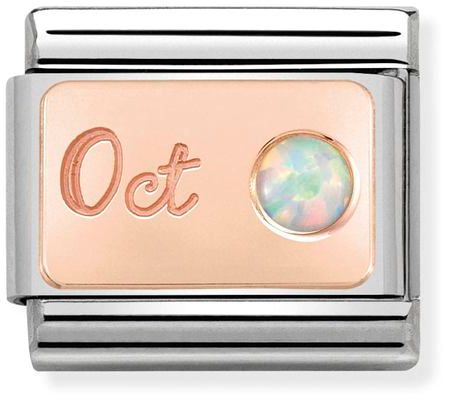 Nomination Classic Rose Gold Birthstone October White Opal Charm