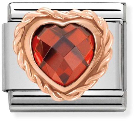 Nomination Classic Rose Gold Cubic Zirconia Heart Stone Red Charm