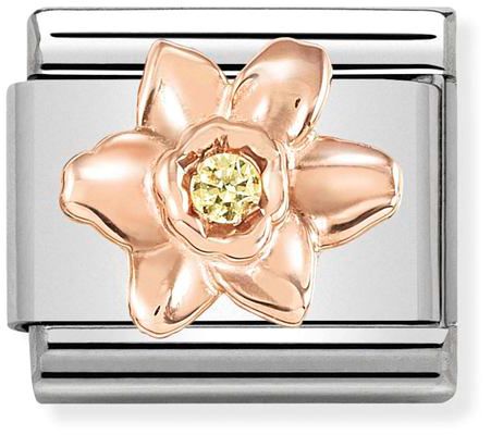 Nomination Classic Rose Gold Cubic Zirconia Flowers Daffodil Charm