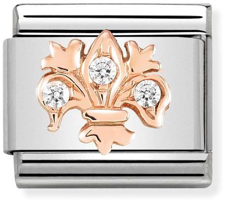 Nomination Classic Rose Gold Cubic Zirconia Flowers White Lily Charm