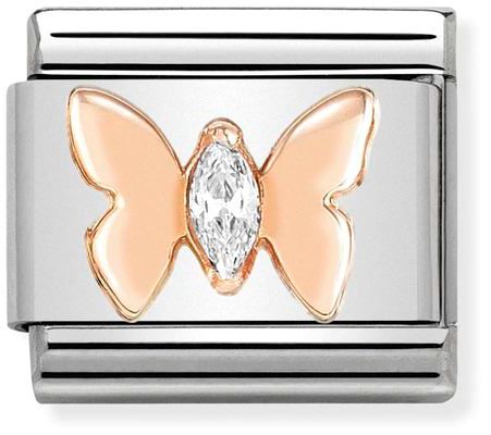 Nomination Classic Rose Gold Cubic Zirconia Symbols Butterfly Charm